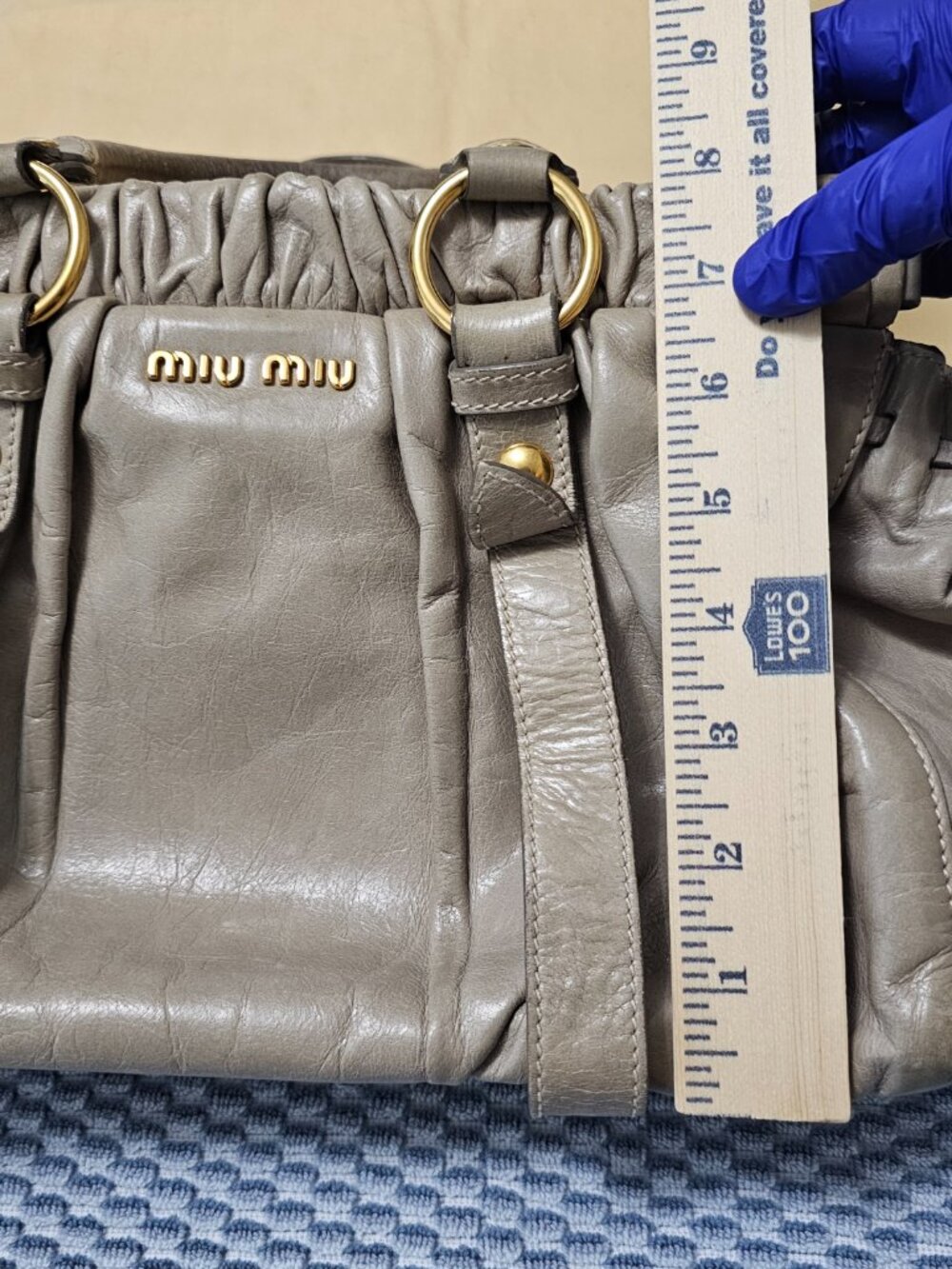 Miu Miu Beige Vitello Leather Handbag with Side Ribbon Made in Turkey No strap - Picture 5 of 10